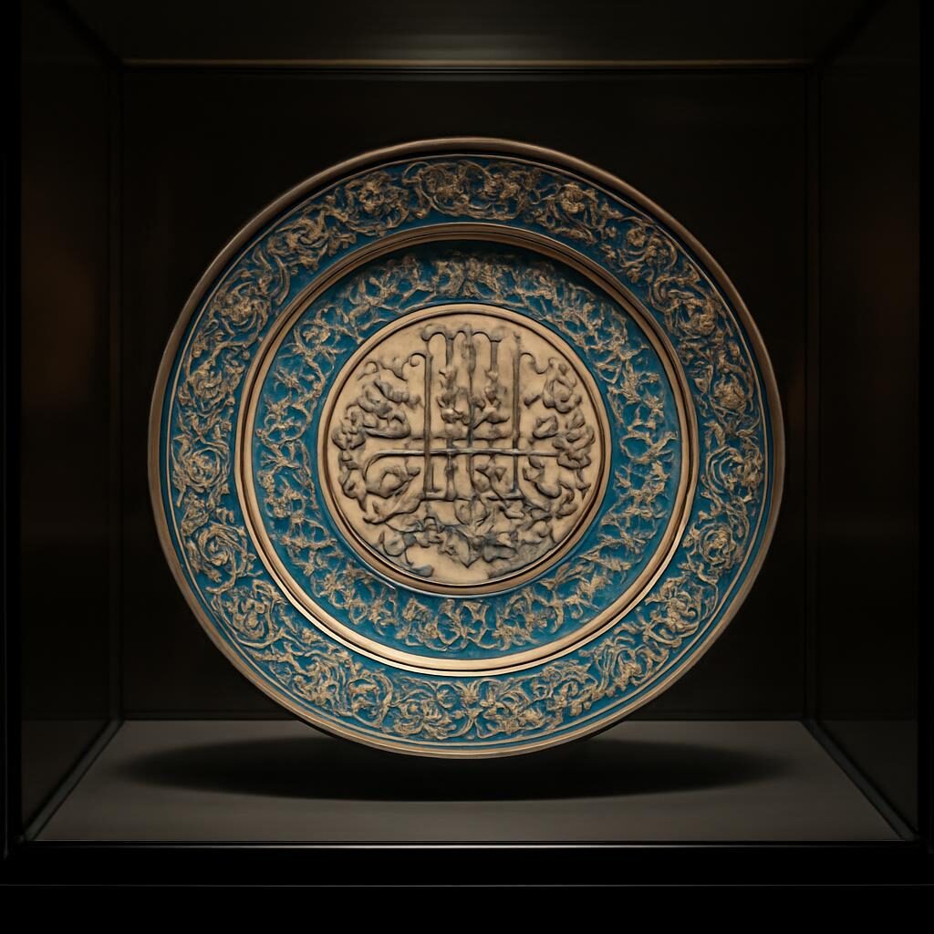 Céramique ou manuscrit islamique exposé sous lumière muséographique à l'Aga Khan Museum