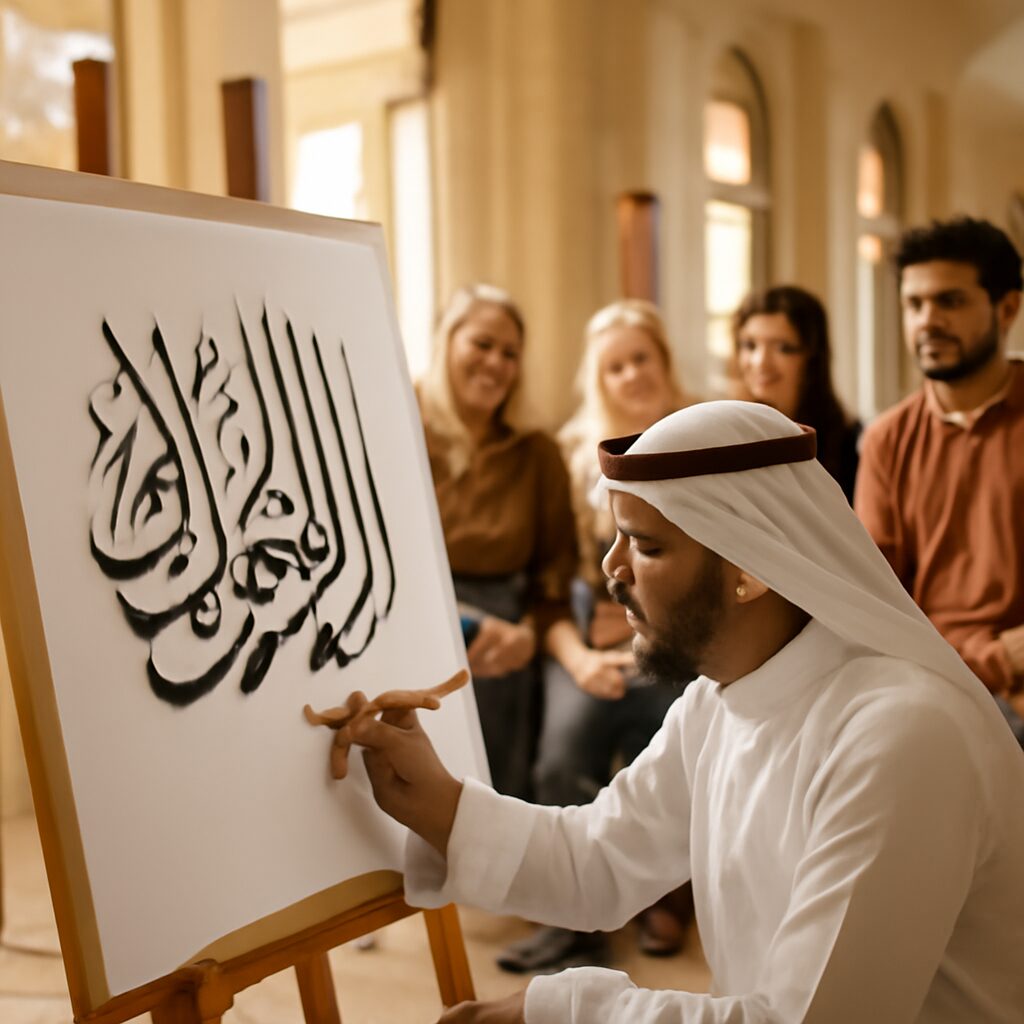 Demonstration de calligraphie islamique au musee des arts islamiques de Kuala Lumpur