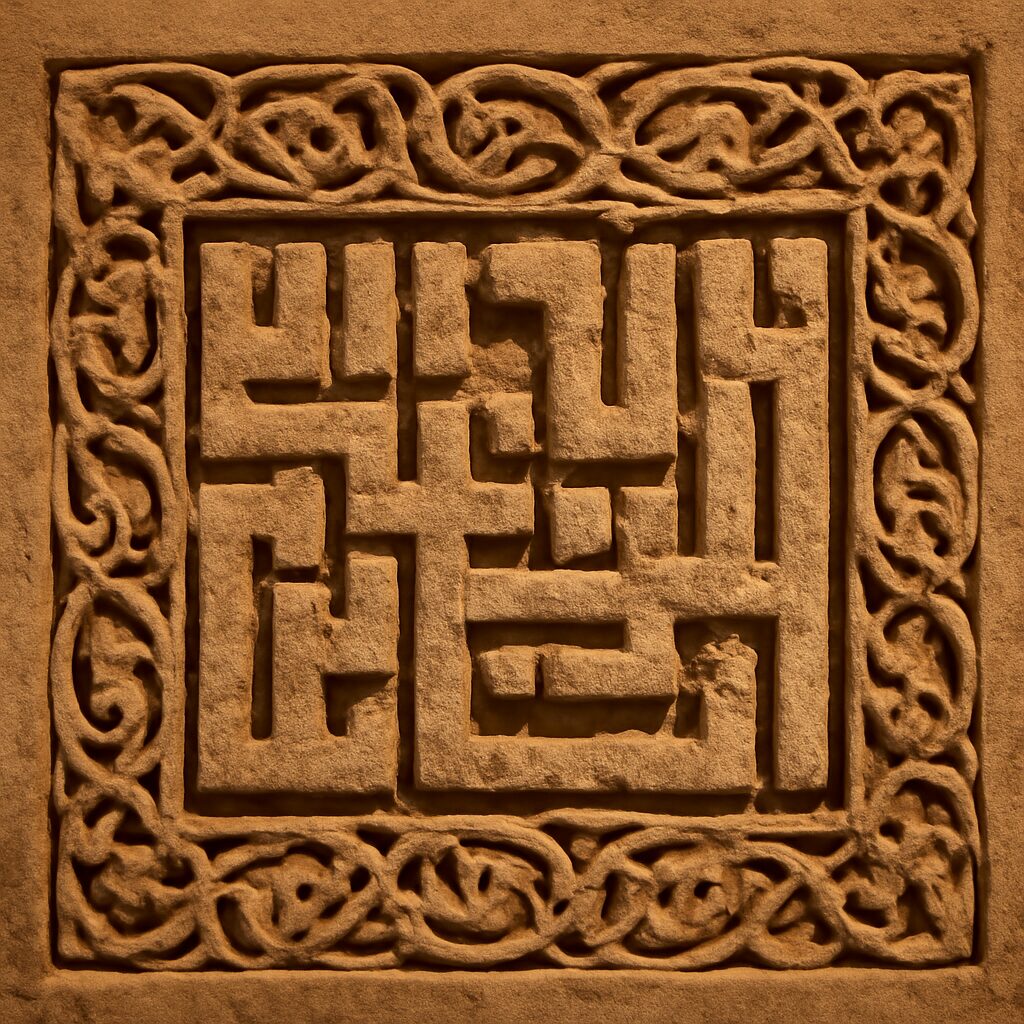 Calligraphie Muhammad avec motifs floraux