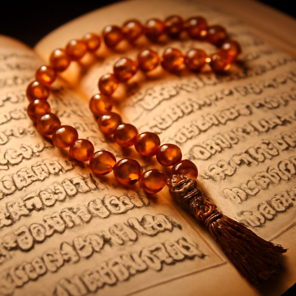 Chapelet islamique ancien — tasbih en decoration