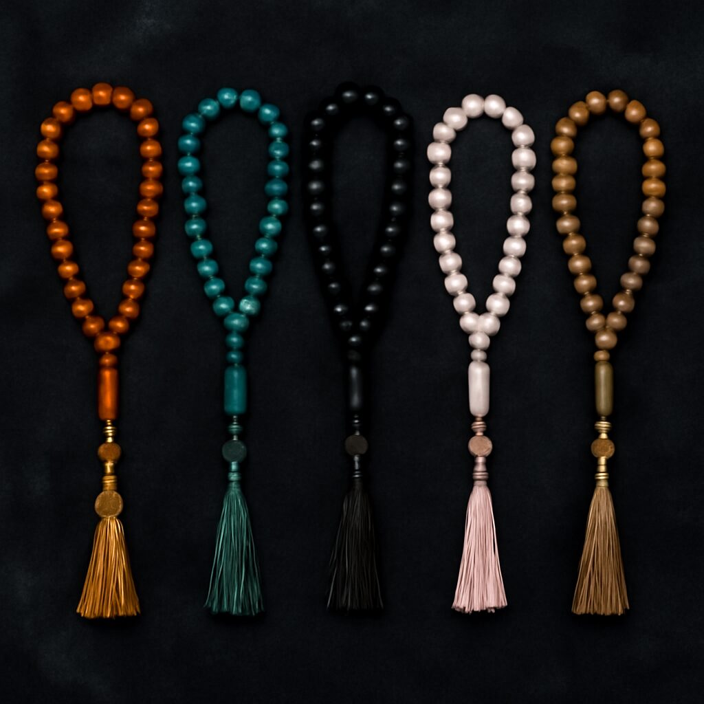 Collection de chapelets en ambre et agate du Yémen