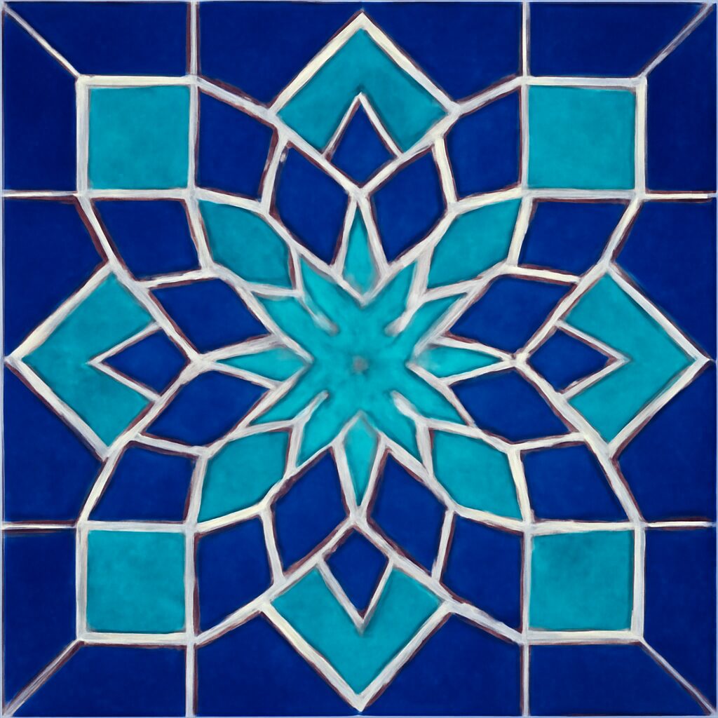Carreaux islamiques avec motifs floraux et calligraphie