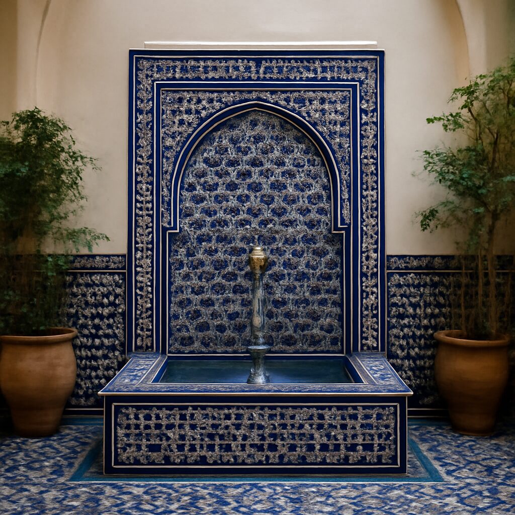 Bâtiment orné de motifs géométriques colorés en zellige