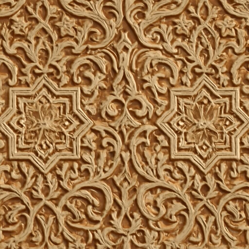 Stuc nasride sculpté Alhambra arabesque géométrie