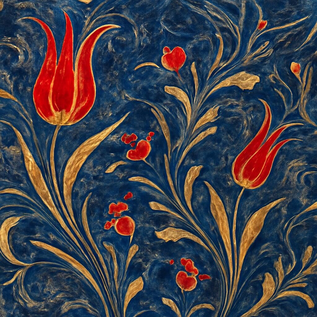 Ebru papier marbré turc à motif de tulipes ottomanes