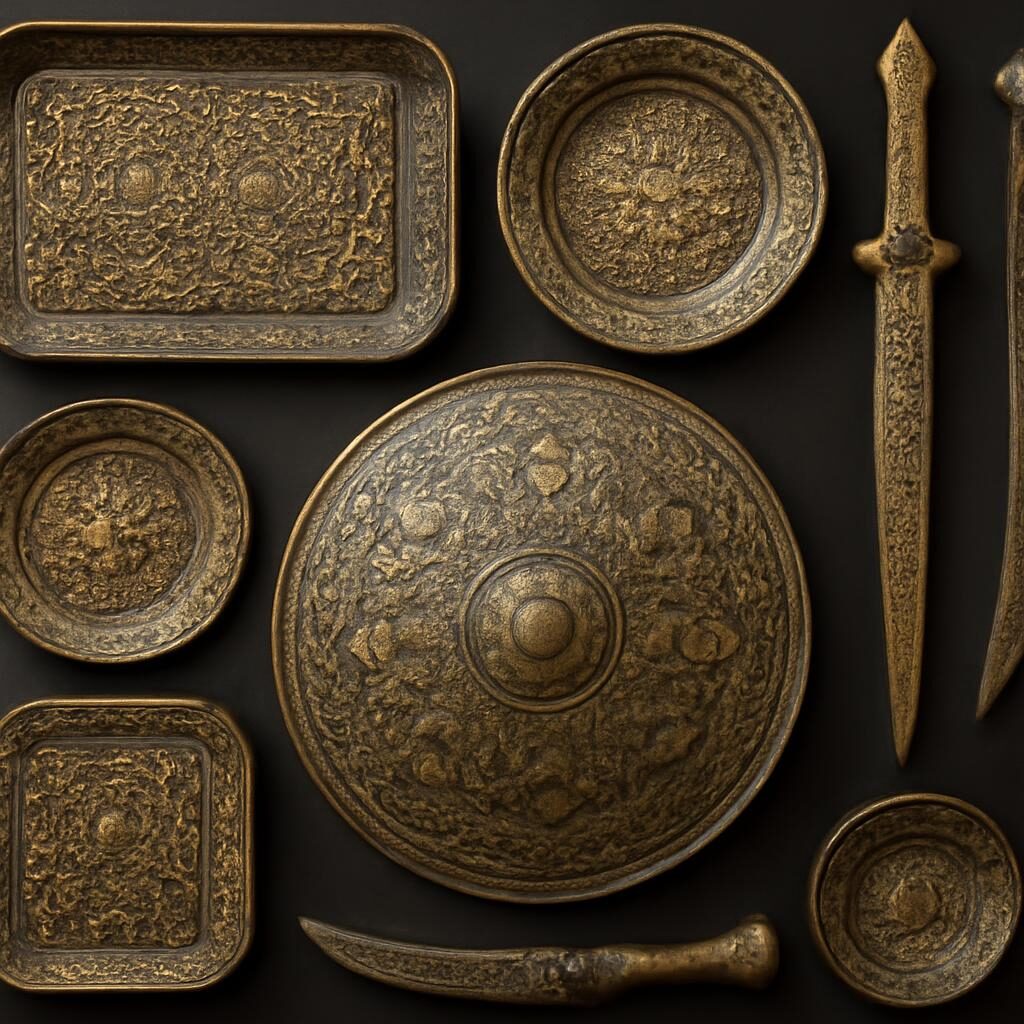 Collection objets koftgari moghols arts décoratifs