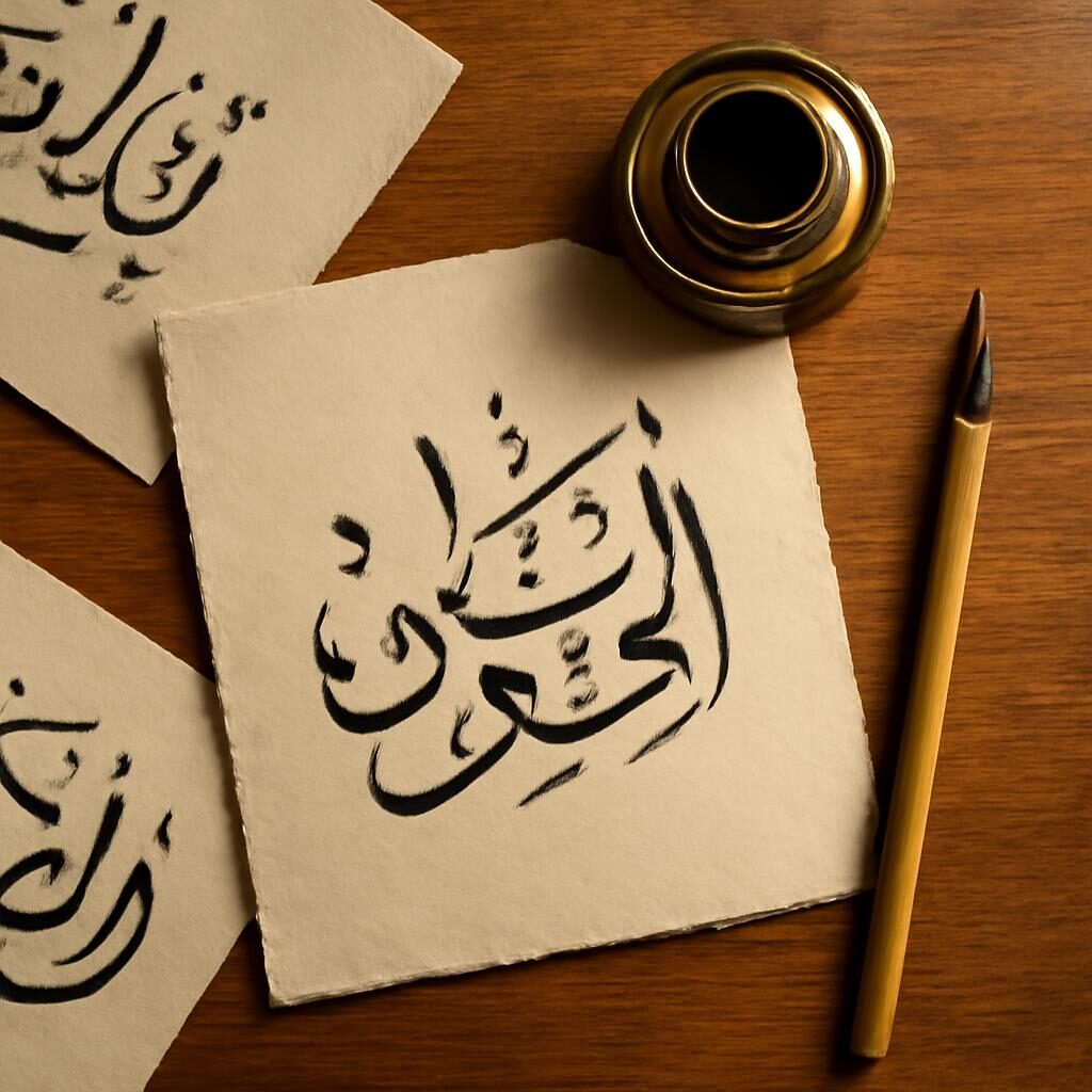 Matériel calligraphie arabe qalam plume roseau encre papier