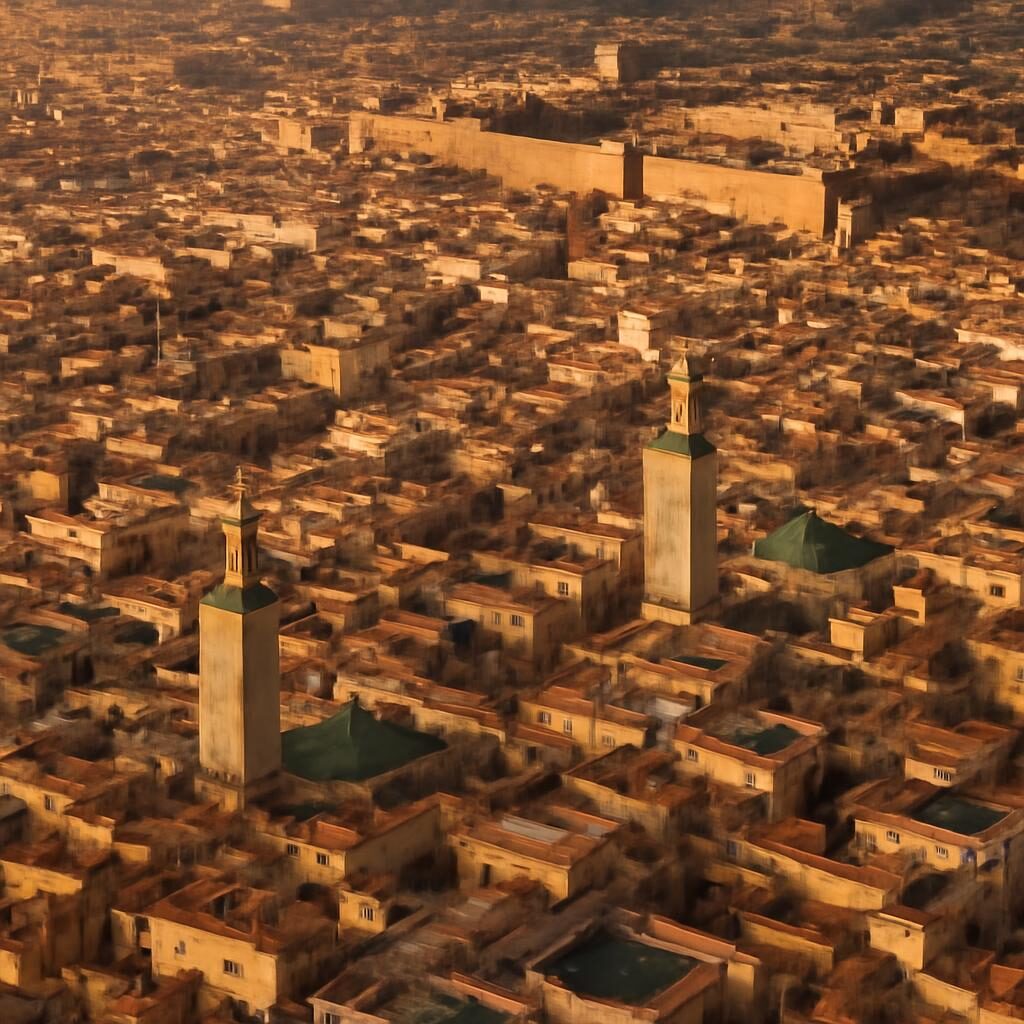 Médina marocaine architecture urbaine vue aérienne Fès