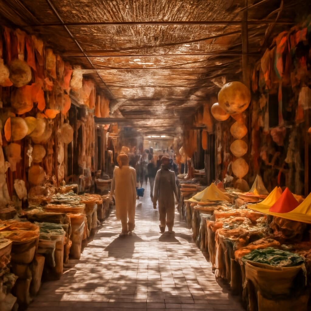 Souk médina Marrakech artisans cuivre épices