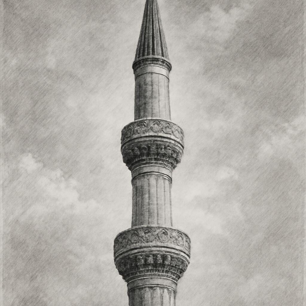 Minaret crayon ottoman à Istanbul détail architectural en pierre