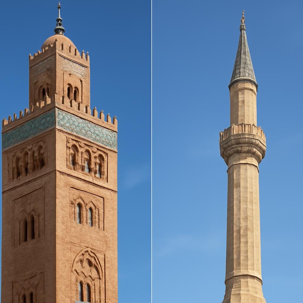 Comparaison architecturale entre différents types de minarets