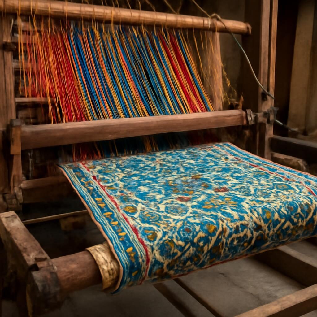 Métier à tisser soie islamique atelier de Damas