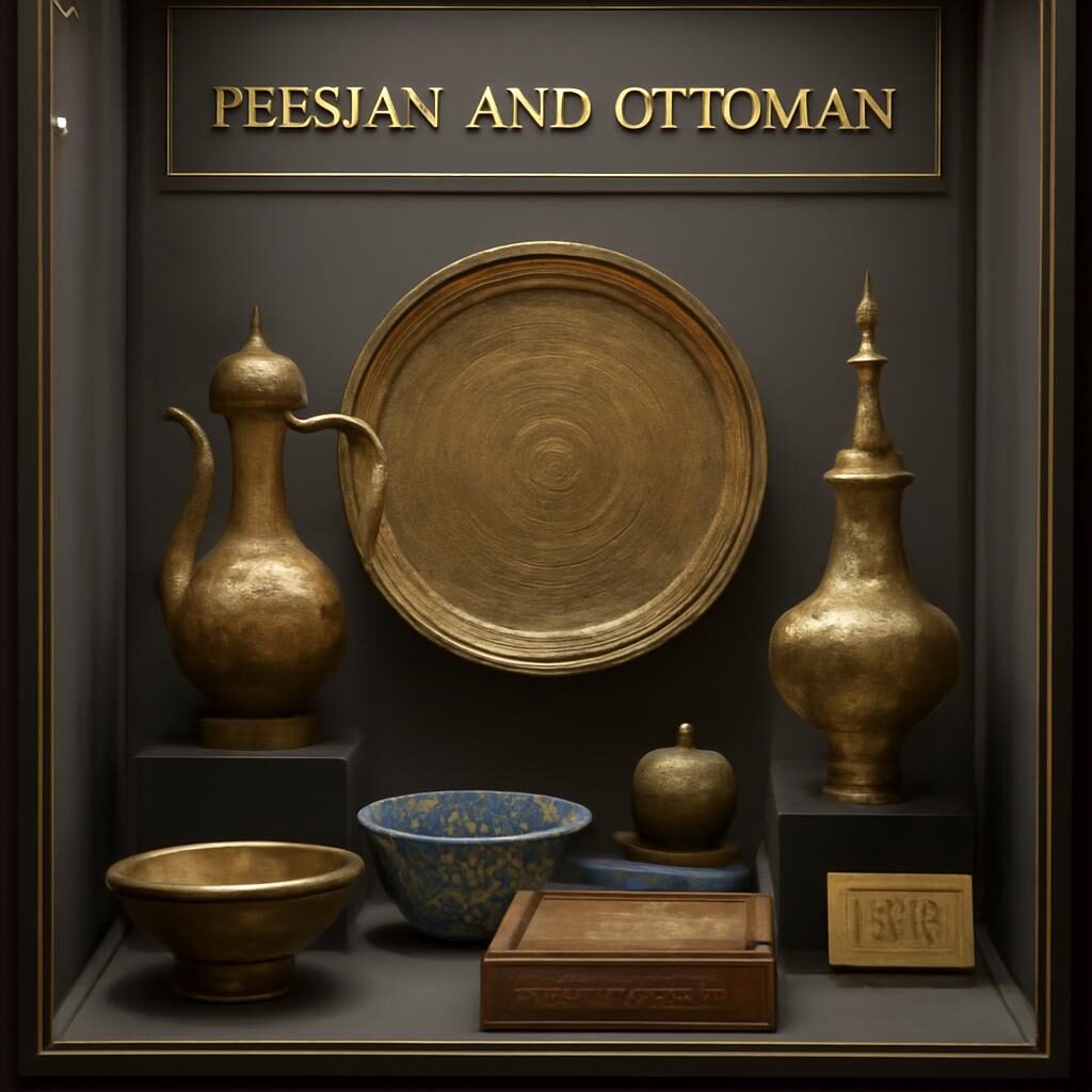Vitrine artefacts persans ottomans V&A musée Londres